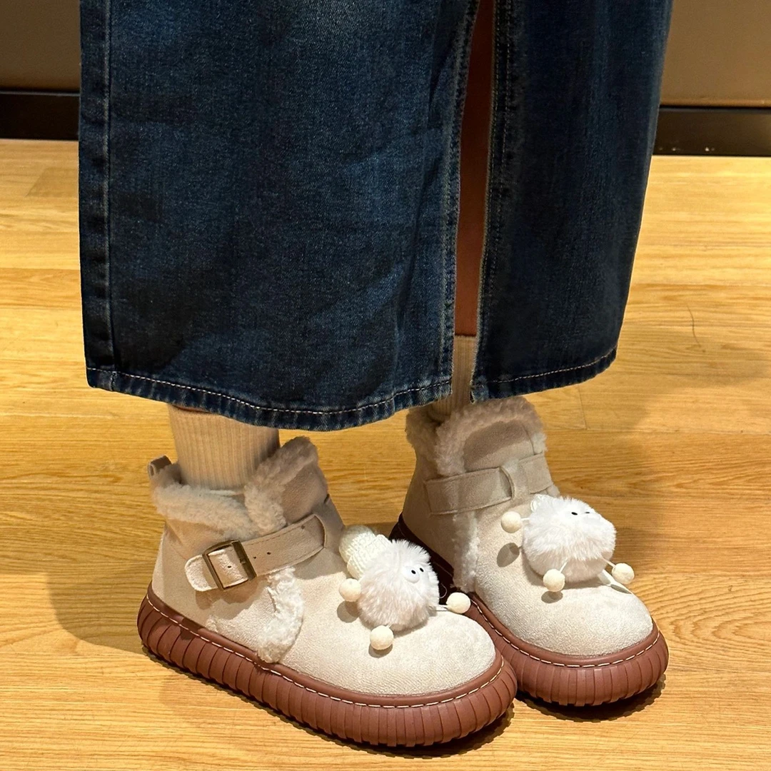 MAILEMAO/麦乐猫短筒雪地靴女2023秋冬新款加绒韩版松糕底短筒时