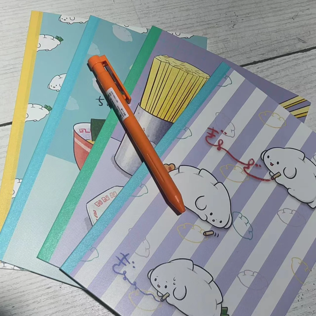 新品2024插画师设计本A5学生笔记本四本装简约，给一支KACO K8