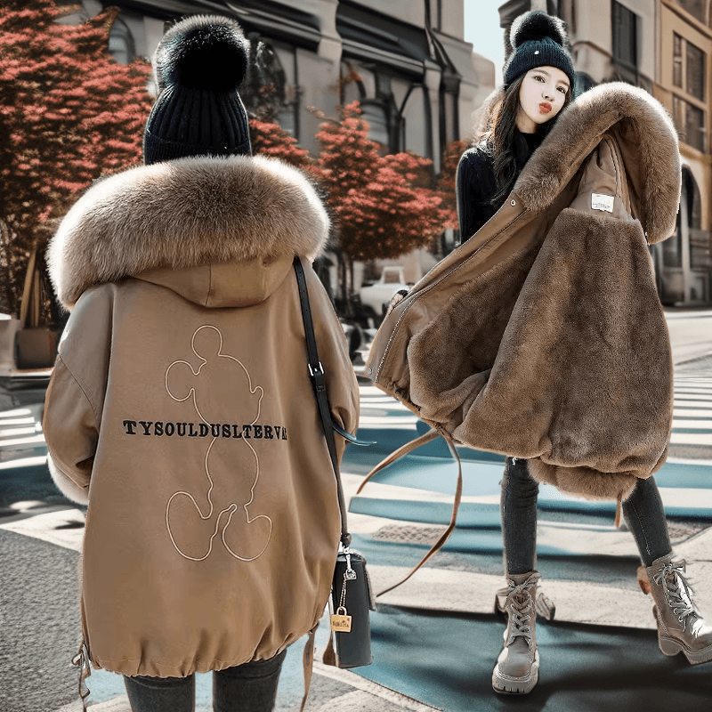 连帽TY胖加厚派克服女冬季新款欧货大码宽松服衣工装保暖外套