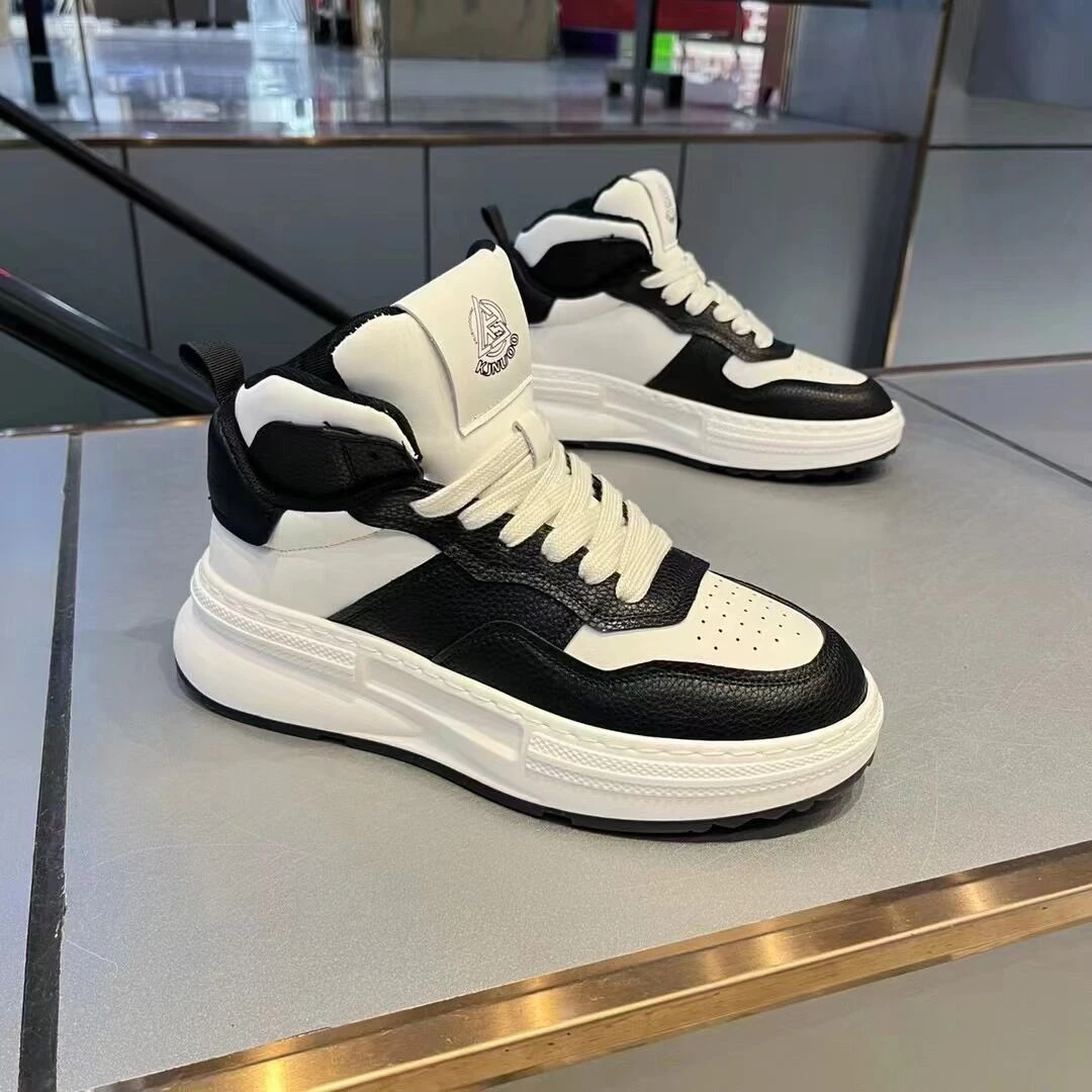 2024广州春季爆款高帮超轻增高运动黑白百搭厚底休闲潮男鞋1626