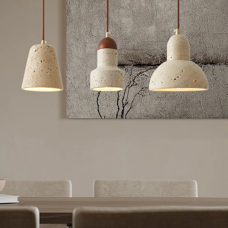 黄洞石日式侘寂风卧室床头小吊灯创意奶油风民宿复古餐厅吧台吊灯