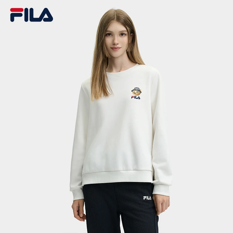 Fila/斐乐【加绒Biella熊卫衣】女长袖时尚休闲百搭穿搭F11W448205F