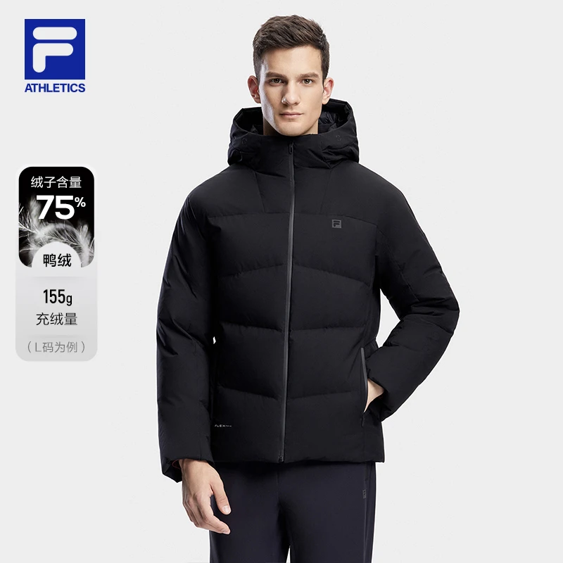 Fila/斐乐男士羽绒秋冬铝膜发热防风防水连帽羽绒服A61M441904A