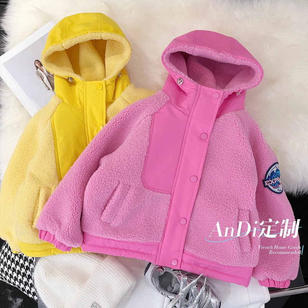 〖ANDI〗订制冬款女童中大童简约洋气羊羔绒夹棉外套3029