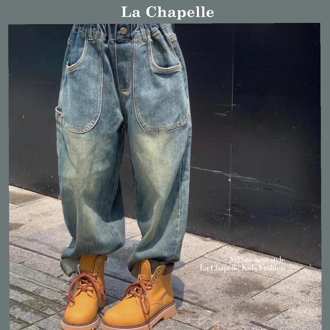 〖ANDI〗订制春秋季中大童新款设计感口袋洋气牛仔裤1464