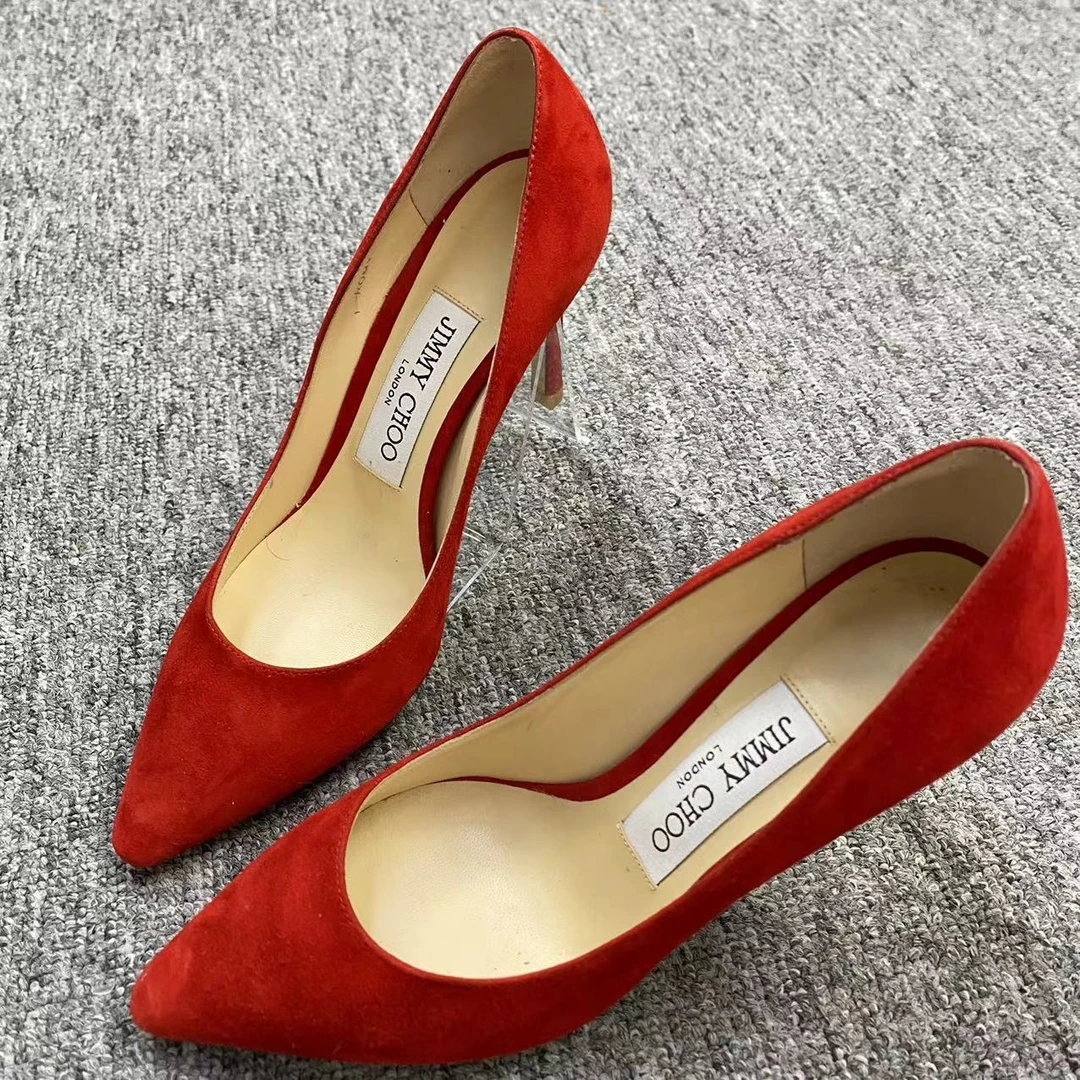 JIMMY CHOO/吉米周诺曼女鞋折扣 红色百搭时尚尖头高跟鞋34码1404