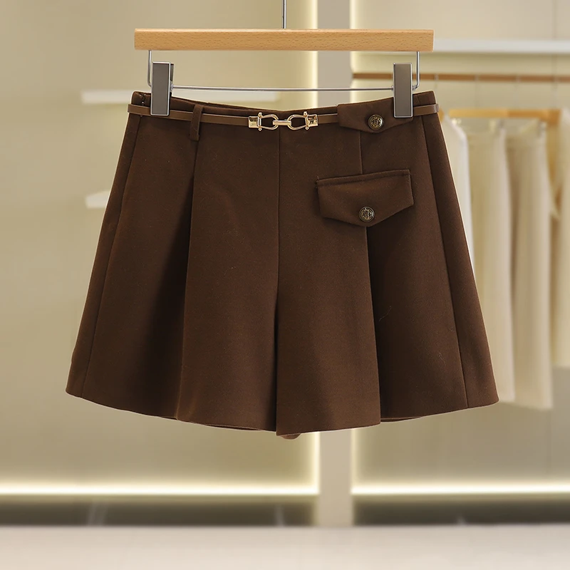 【伍莎-香系列】时尚褶皱直筒百搭休闲短裤#BXG48G003