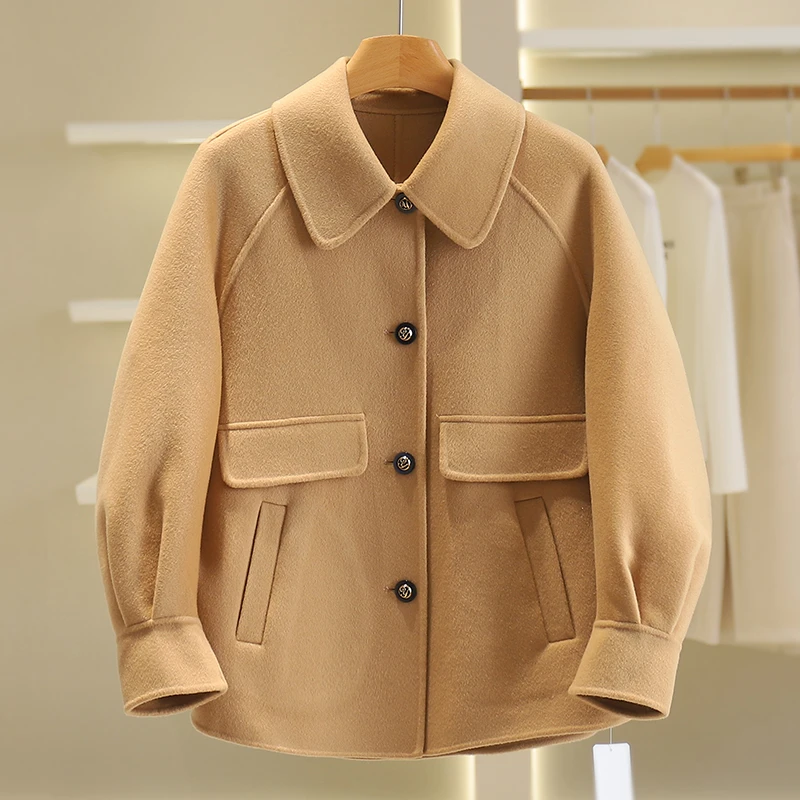 【伍莎-衣系列】加绒单排扣双面呢女品牌折扣#WYX48B089