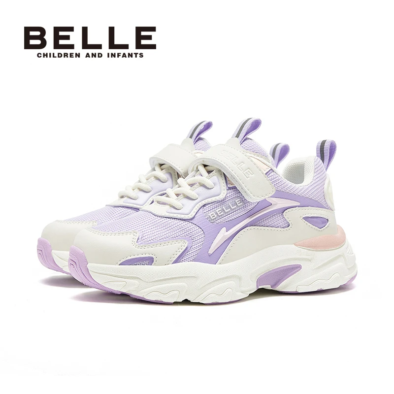 Belle/百丽儿童24年春季女童休闲透气跑步时尚运动鞋中大童BL3113