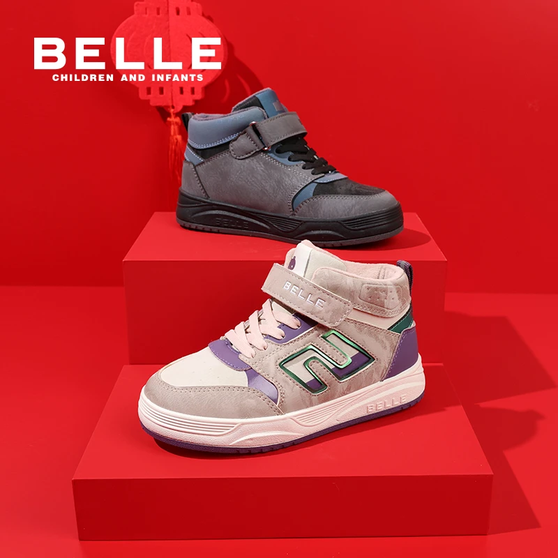 【龙年穿搭】[百丽儿童冬季新款童鞋加绒保暖百搭宾果鞋潮鞋RV3735