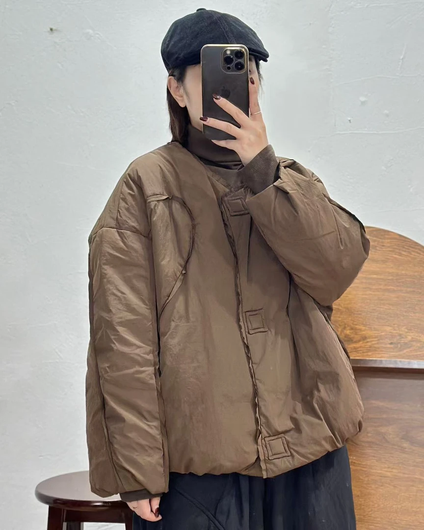 冬季新款休闲轻奢气质圆领百搭羽绒服