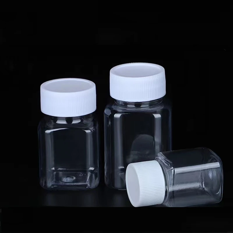 30 50 100毫升透明方瓶大口白盖塑料分装瓶 PET小药瓶样品空瓶子