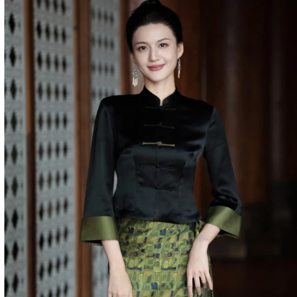 金多唐装应季初秋爆款气质中式改良傣装女装黑色中国风套装傣族
