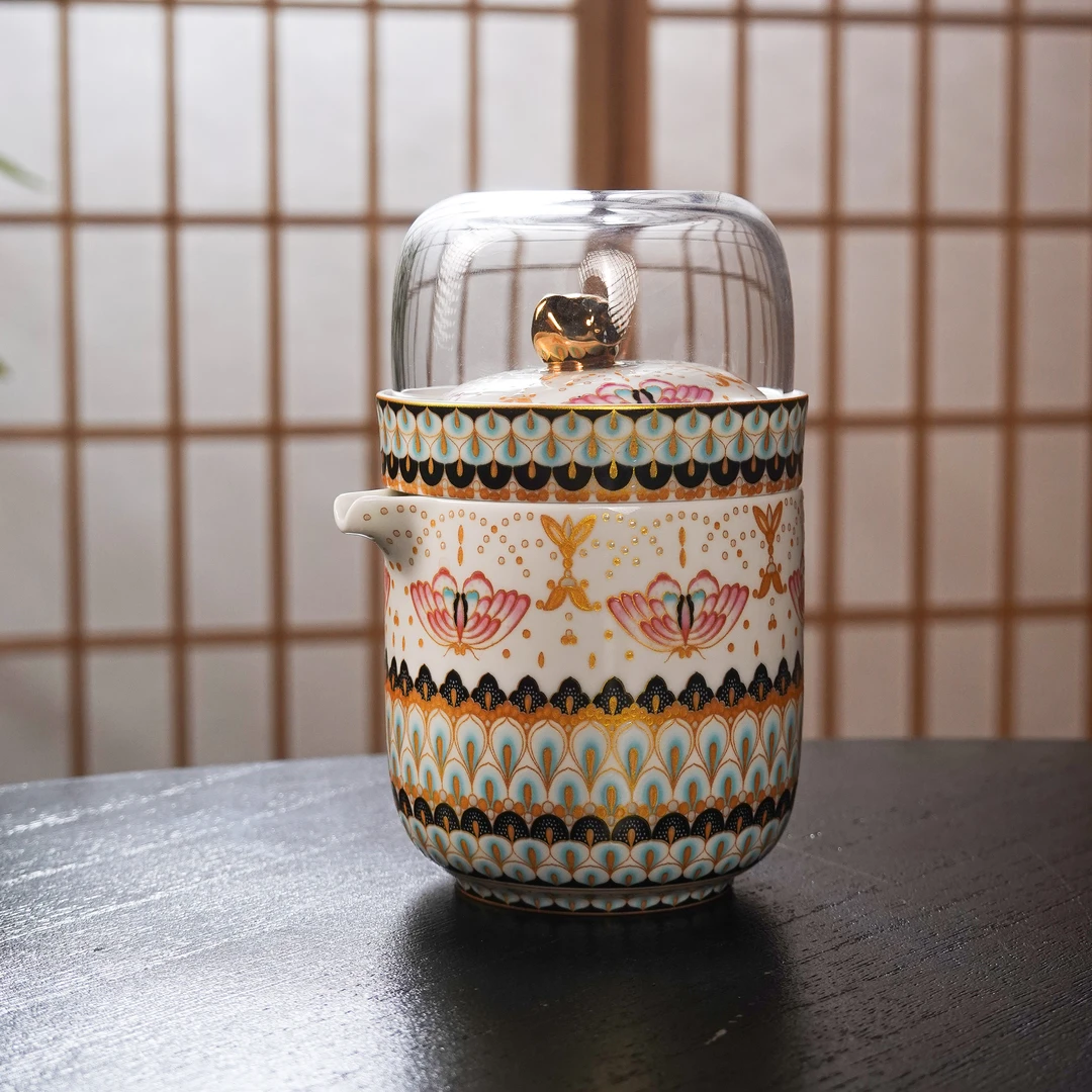 五言六器景德镇手工 福蝶-瑞象旅行套 送礼精选 精美礼盒