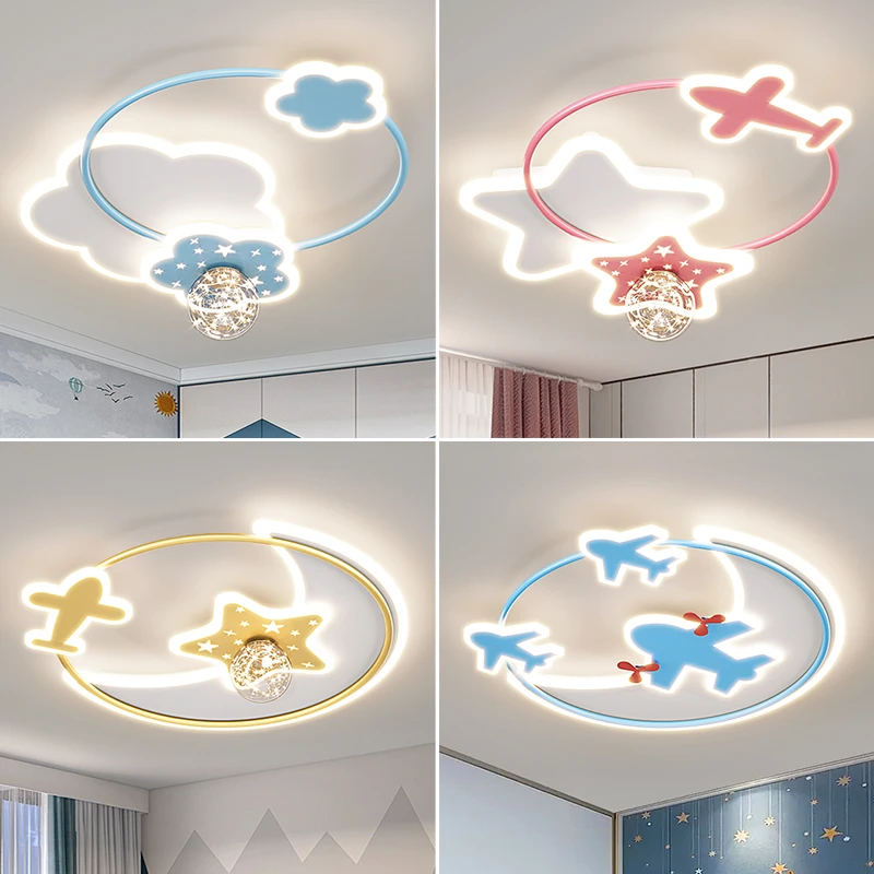 儿童房吸顶灯简约现代2025新款led卡通男孩女孩公主房卧室吸顶灯