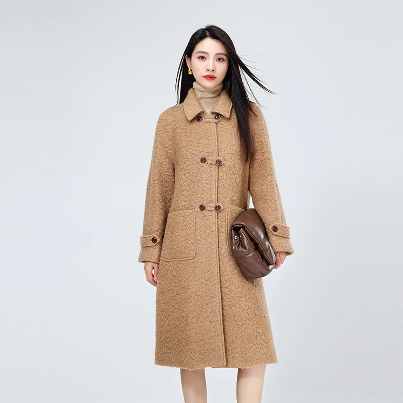 长款毛呢大衣休闲翻领气质时尚秋冬中长款保暖百搭设计师88197