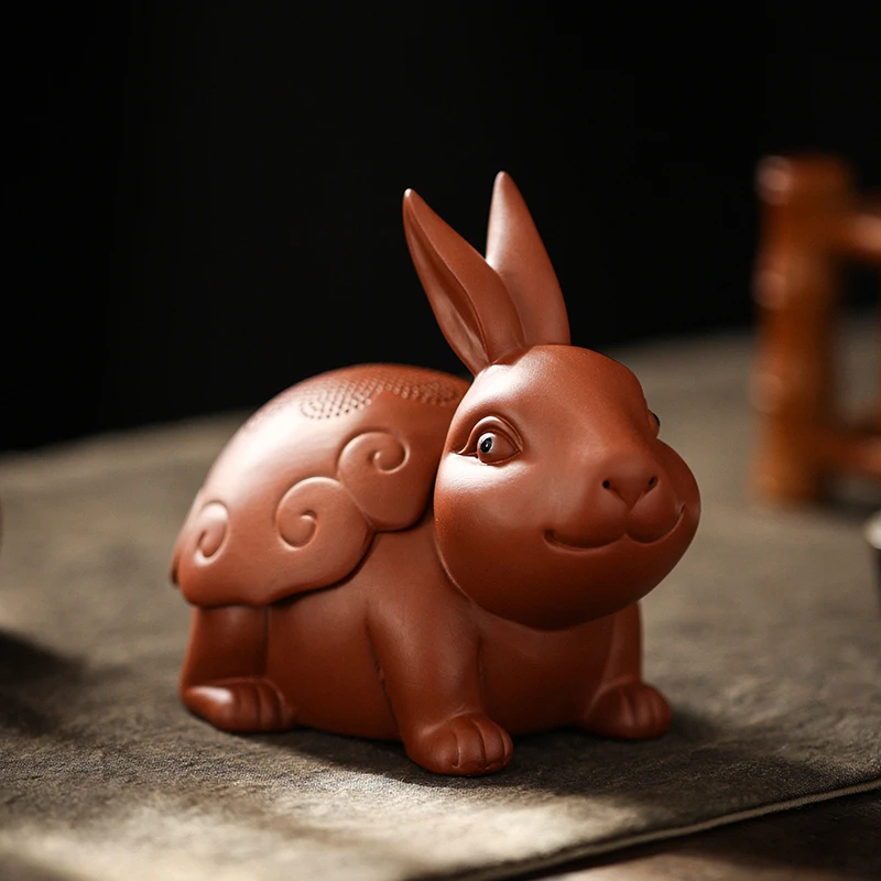 创意紫砂兔子茶宠茶漏茶叶过滤器可养摆件全瓷一体茶滤茶具茶配件