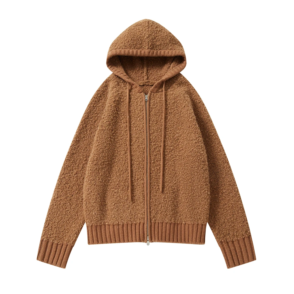 泰迪绒拉链带帽开衫24188