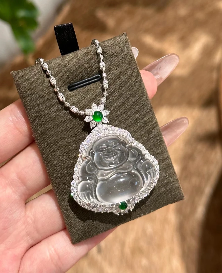 精致大佛公白玉髓吊坠项链zj89550+zj89530