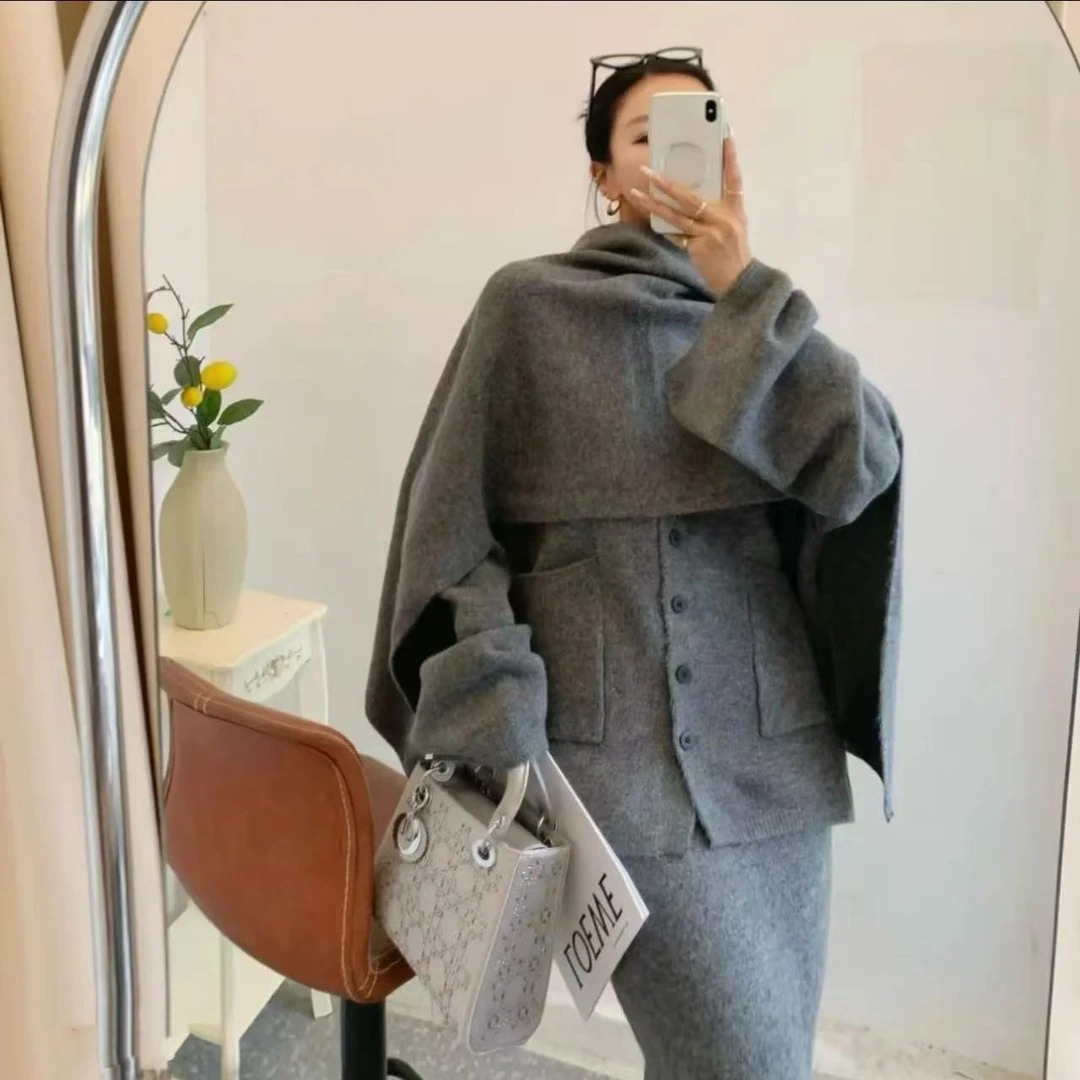 2024冬季加厚三件套慵懒风套装