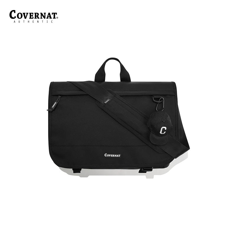 COVERNAT帆布包小C帽子挂件斜挎包单肩包翻盖卡口手提包2200CB01
