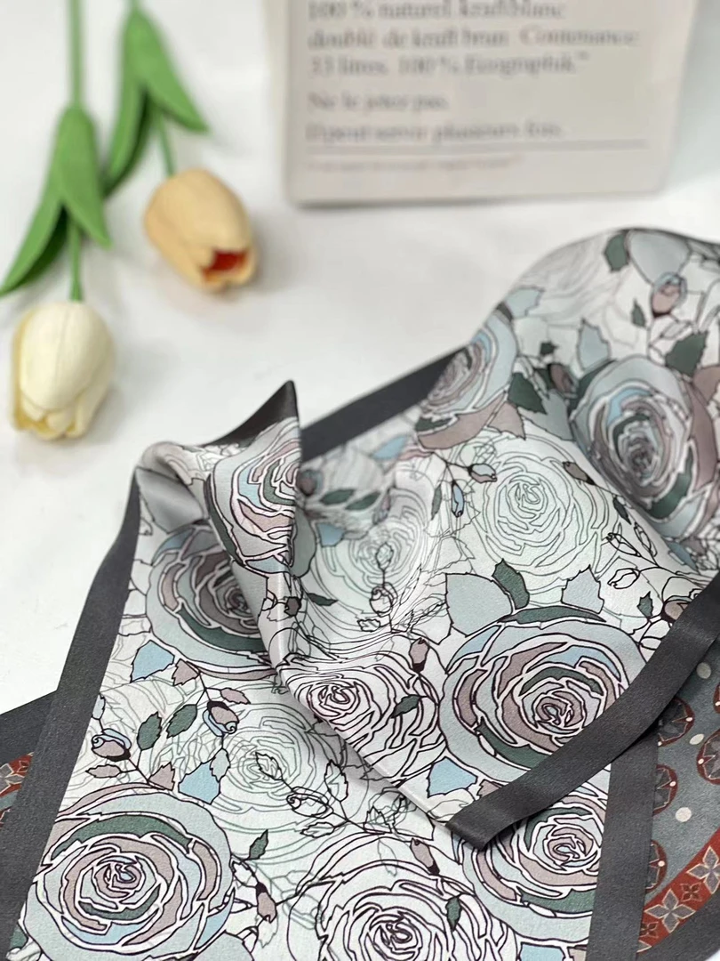 缎面飘带-烂漫玫瑰-16*150cm丝巾