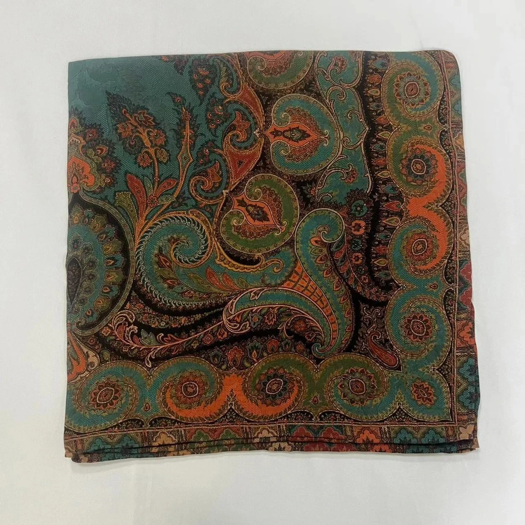 70香云纱方巾-异域纹饰 65cm丝巾