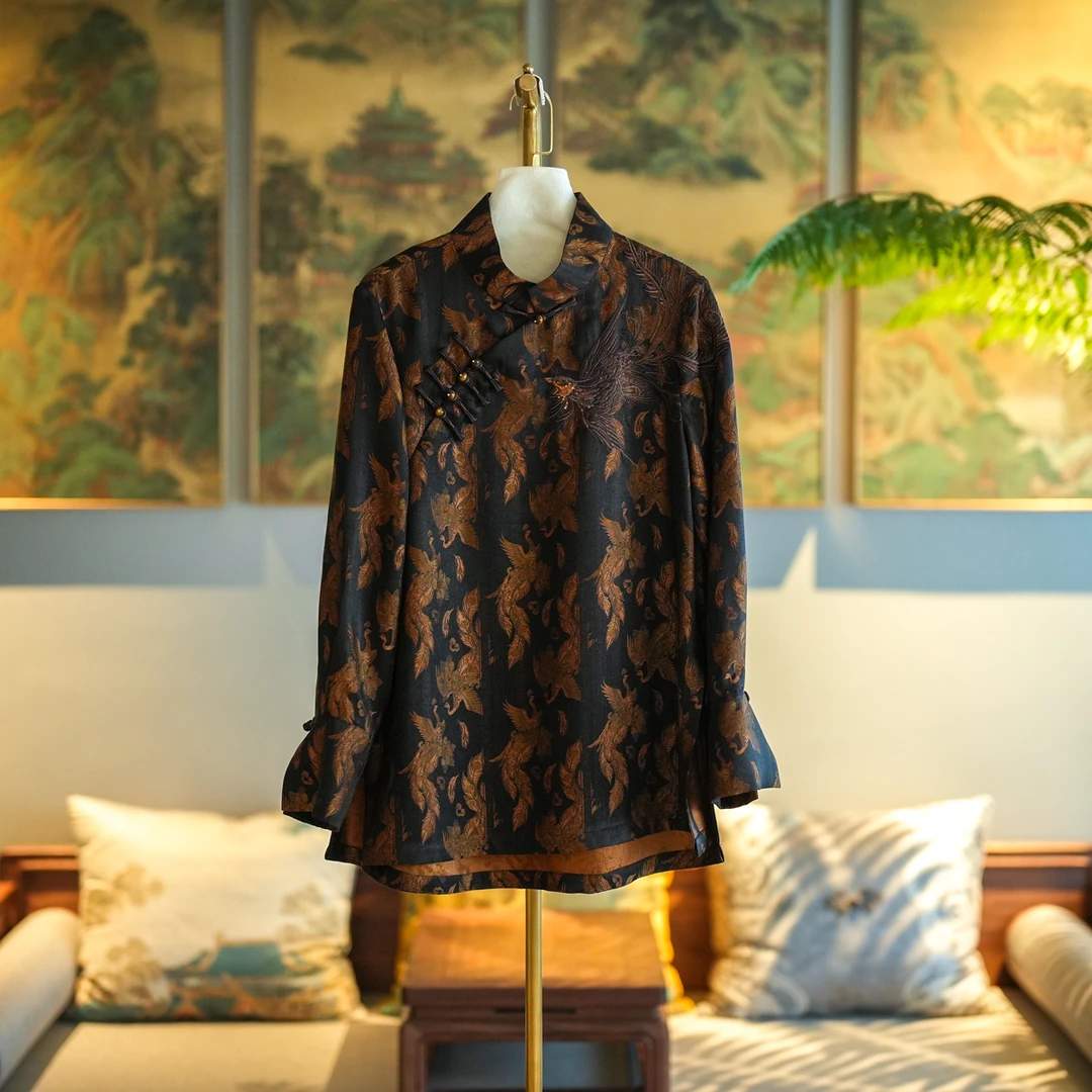 蓝大【原莹】桑蚕丝国风长袖上衣6984