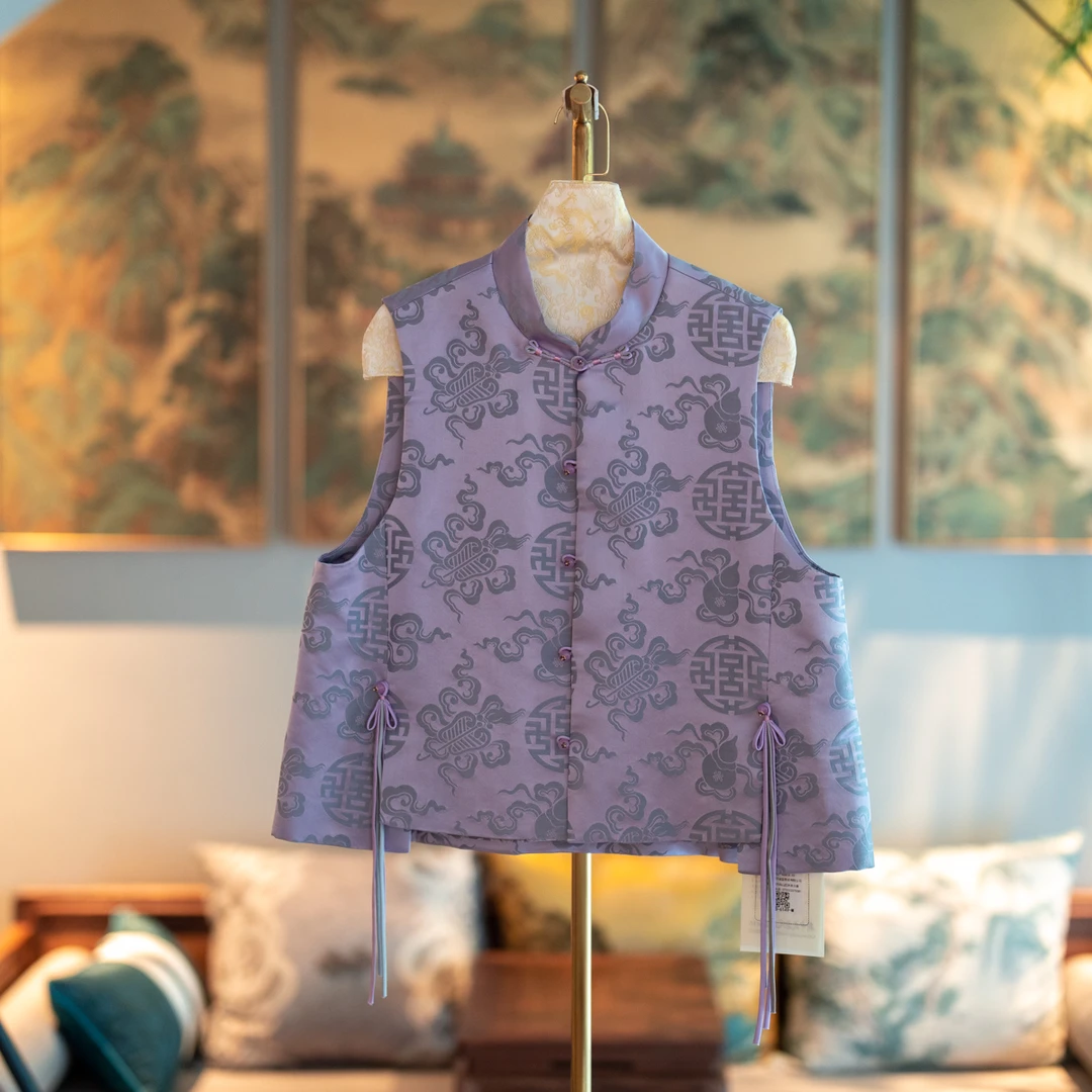 蓝大【柳烟纱】桑蚕丝提花马甲6149