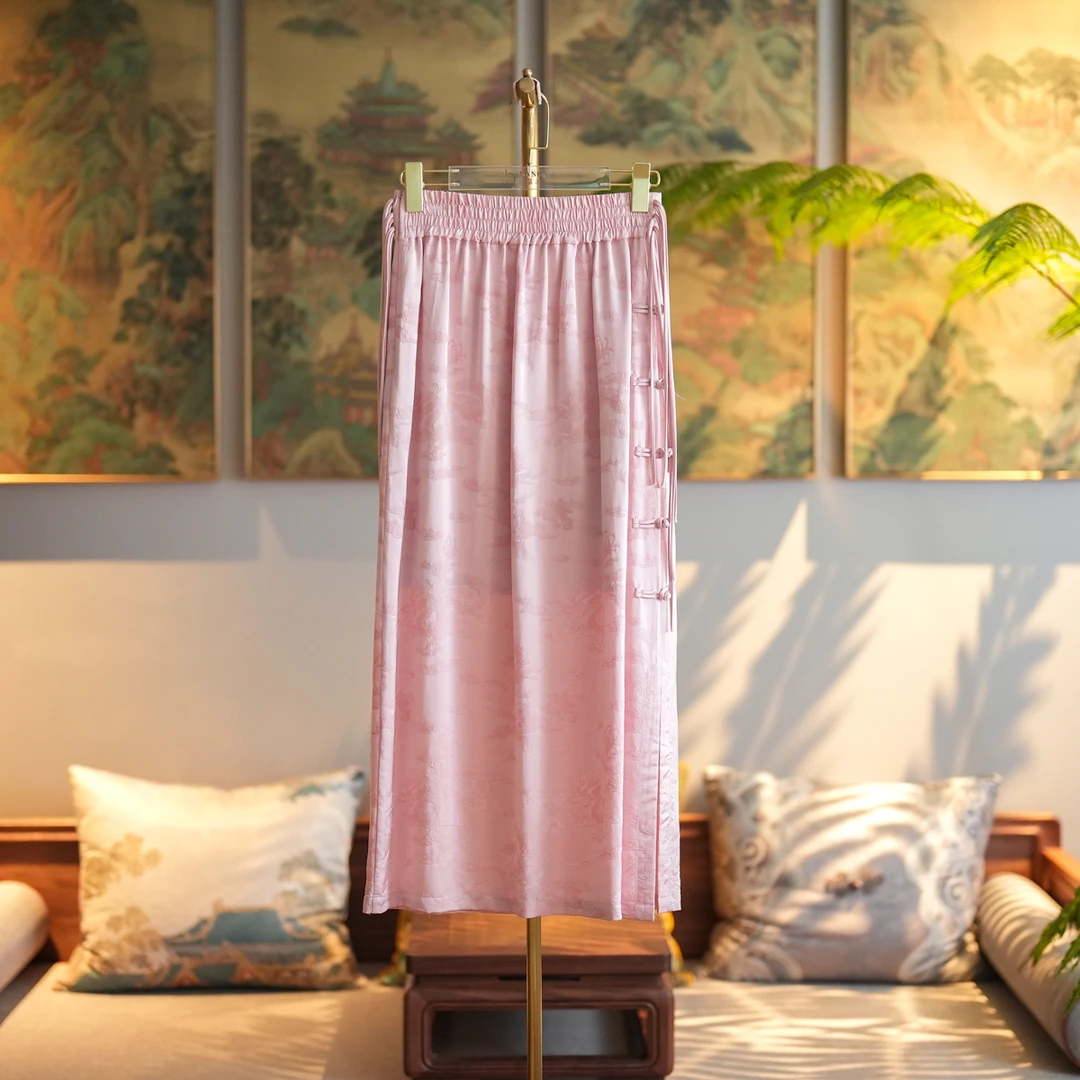 蓝大【凤云】醋酸流苏6127休闲半身裙气质时尚新中式