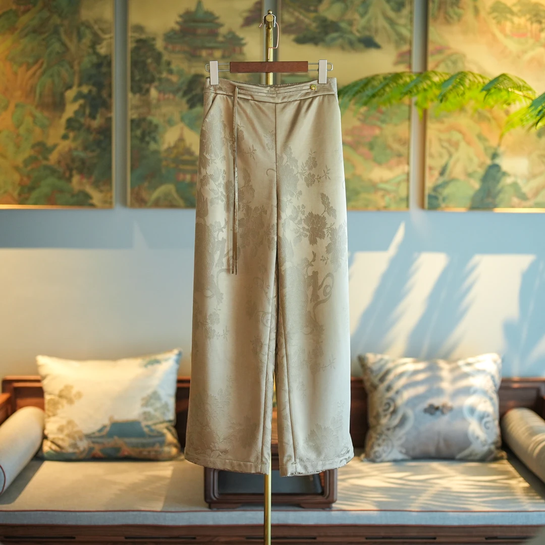 蓝大【余念】新中式直筒休闲裤6892