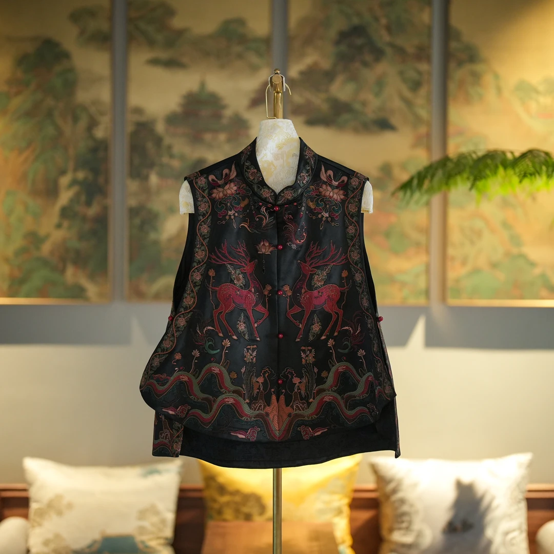 蓝大【抱朴】新中式国风醋酸马甲7358