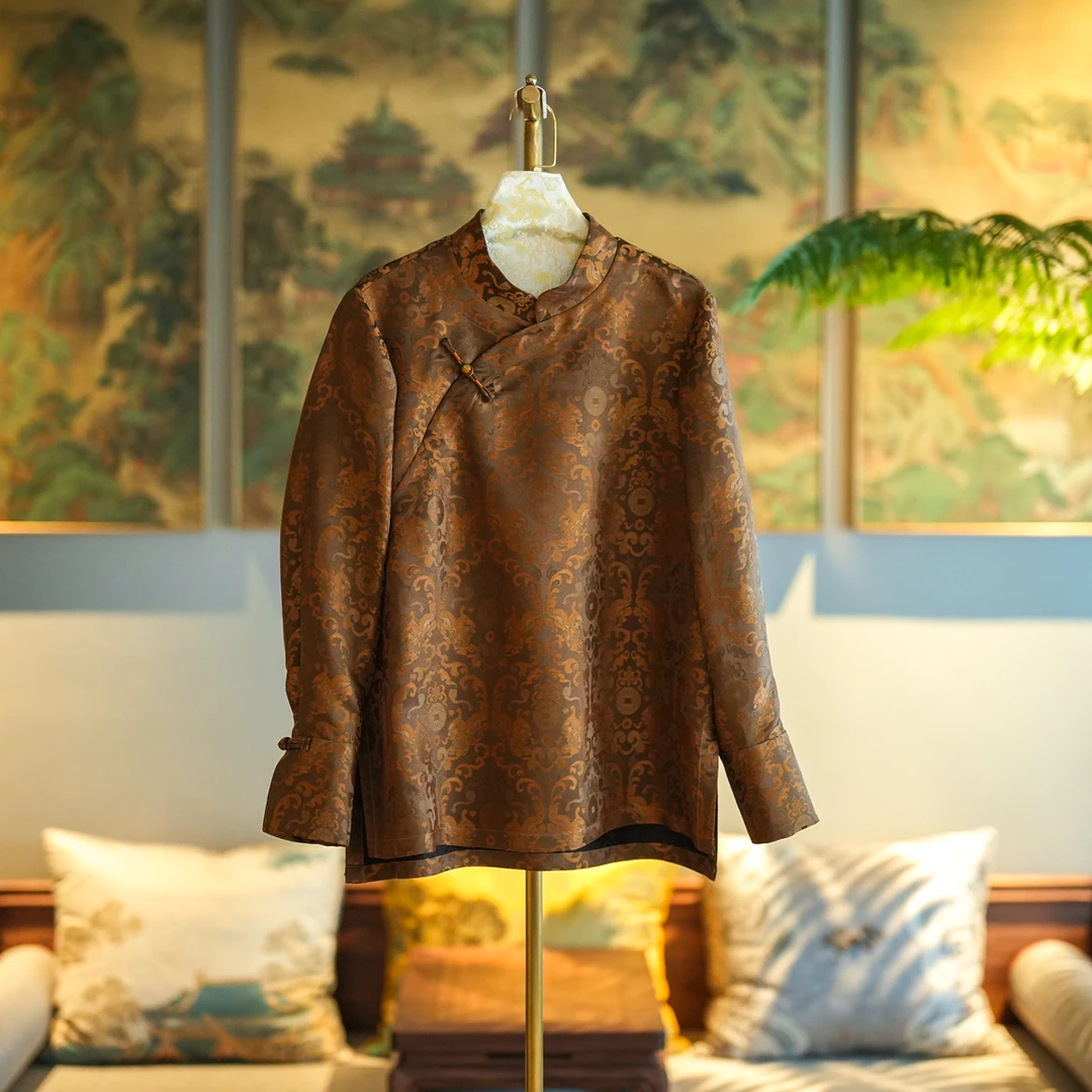 蓝大【遥镜】桑蚕丝国风长袖上衣7100