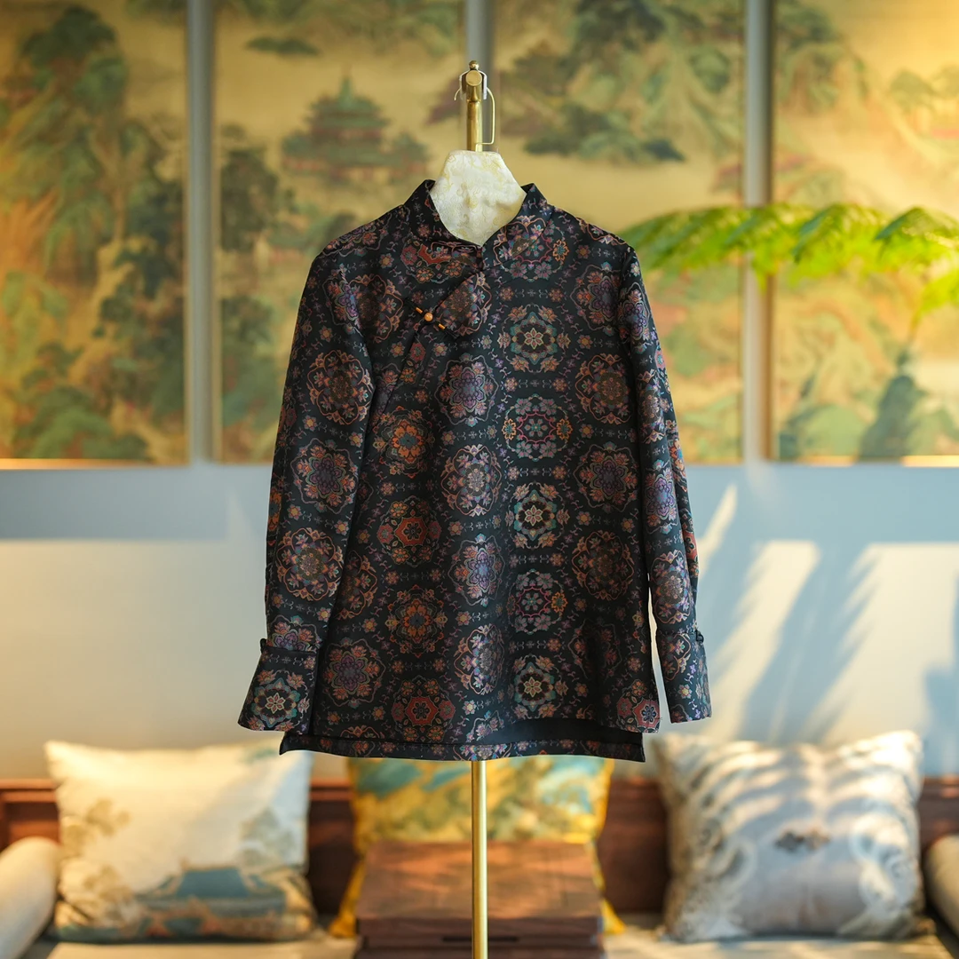 蓝大【凝安】桑蚕丝斜襟扣上衣7217