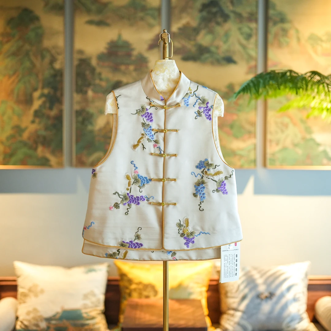 蓝大【未婉】桑蚕丝新中式马甲6418