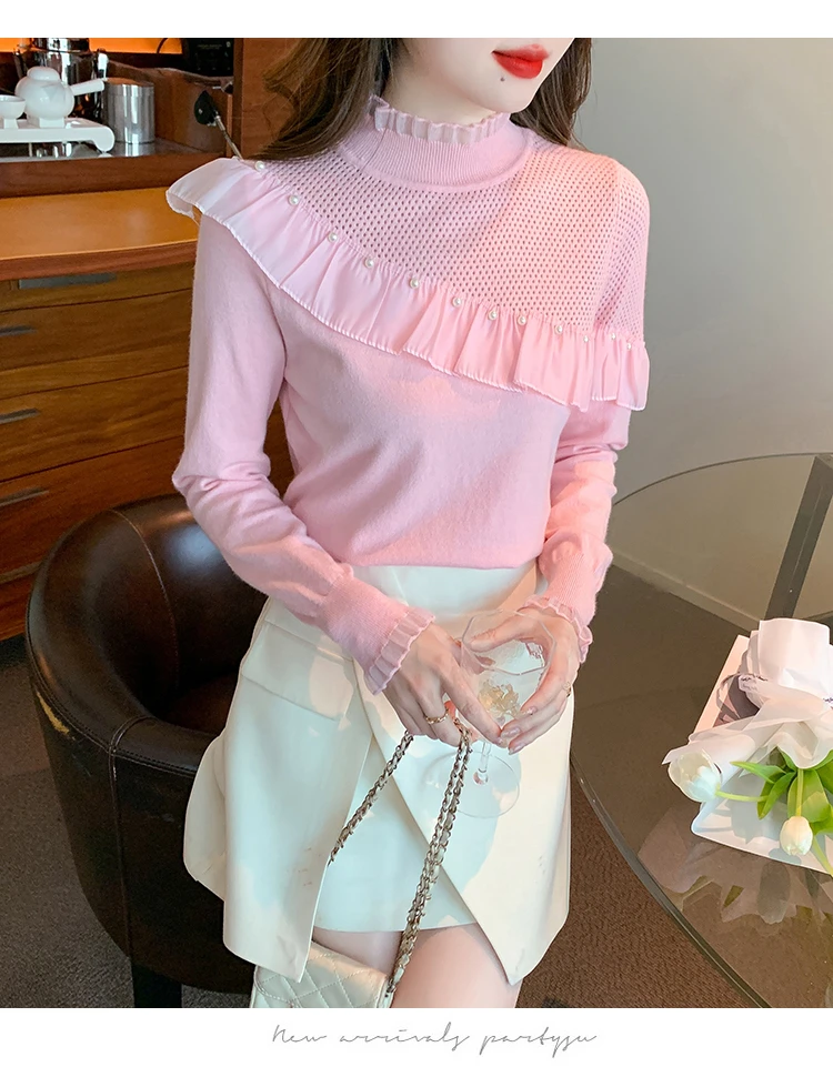 春秋新款时尚洋气长袖半高领针织衫修身内搭毛衣打底衫百搭上衣