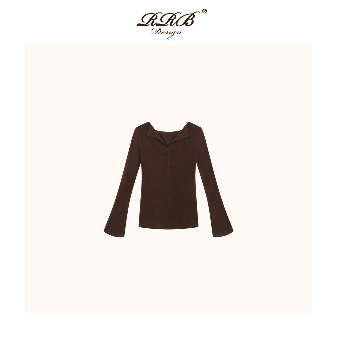 RRB Design 「优雅新韵」巴素兰羊毛保暖极简开领长袖针织衫上衣