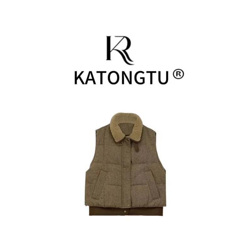 katongtu/卡通兔【摩卡】冬季时尚轻奢90白鹅绒马甲   YN24287