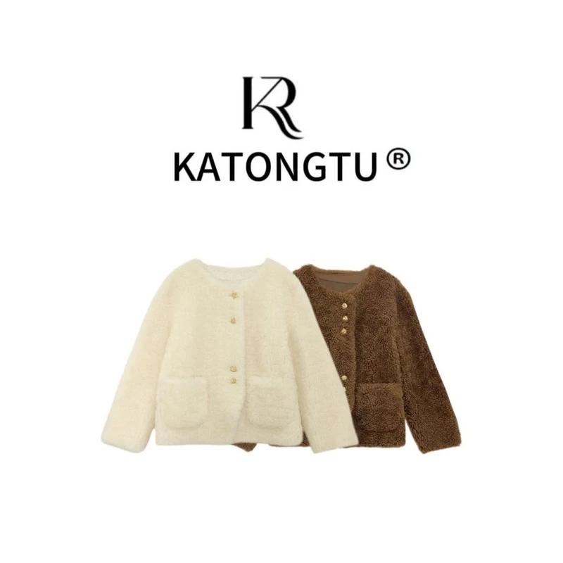 katongtu/卡通兔【奶气恋人】秋冬时尚短款羊毛外套YN24371