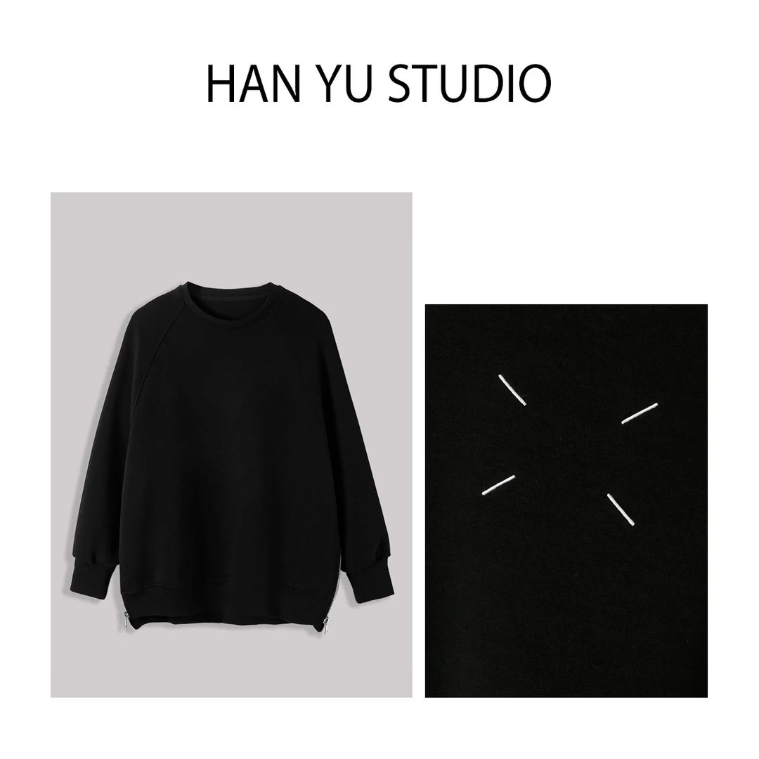 HAN YU 大版拉链明线套头卫衣 2303A347