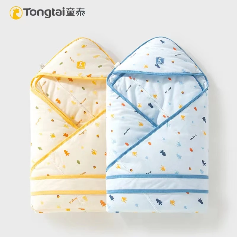 Tongtai/童泰春秋冬新生婴儿夹棉抱被薄棉盖被外出抱毯23C0071
