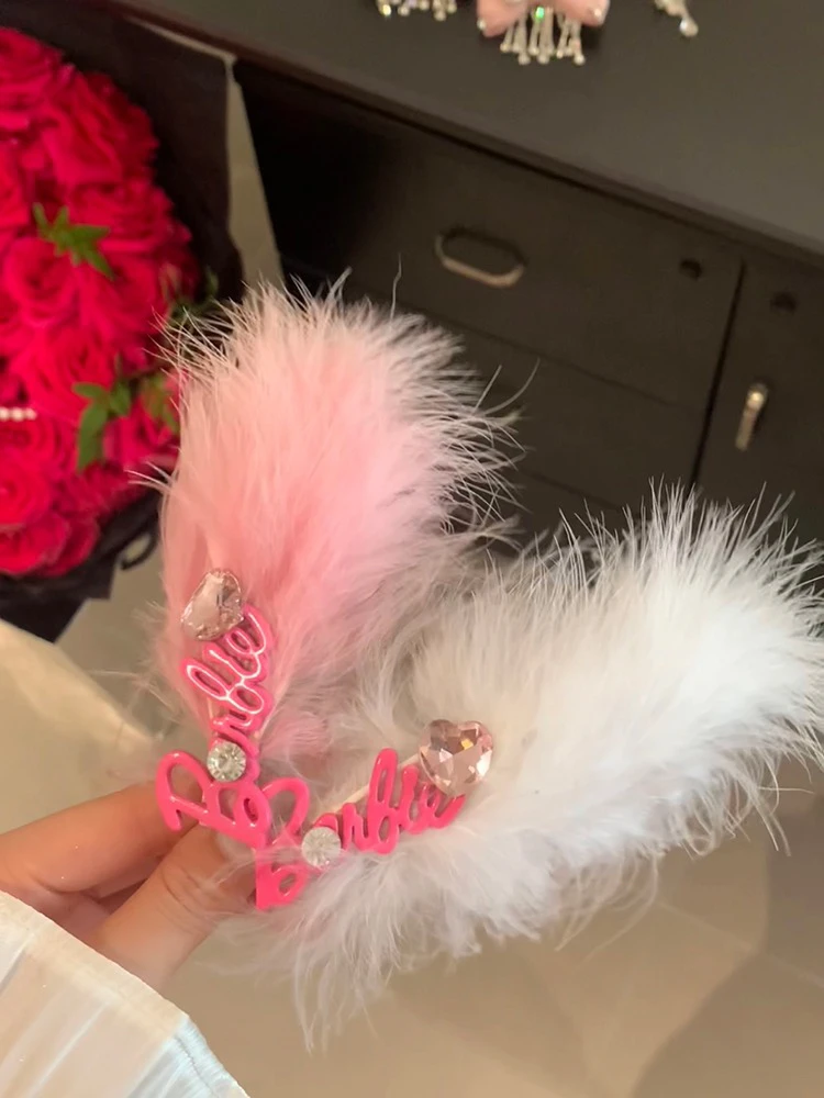 羽毛发夹边夹侧边高级感仙气鸭嘴夹女仙女秋冬