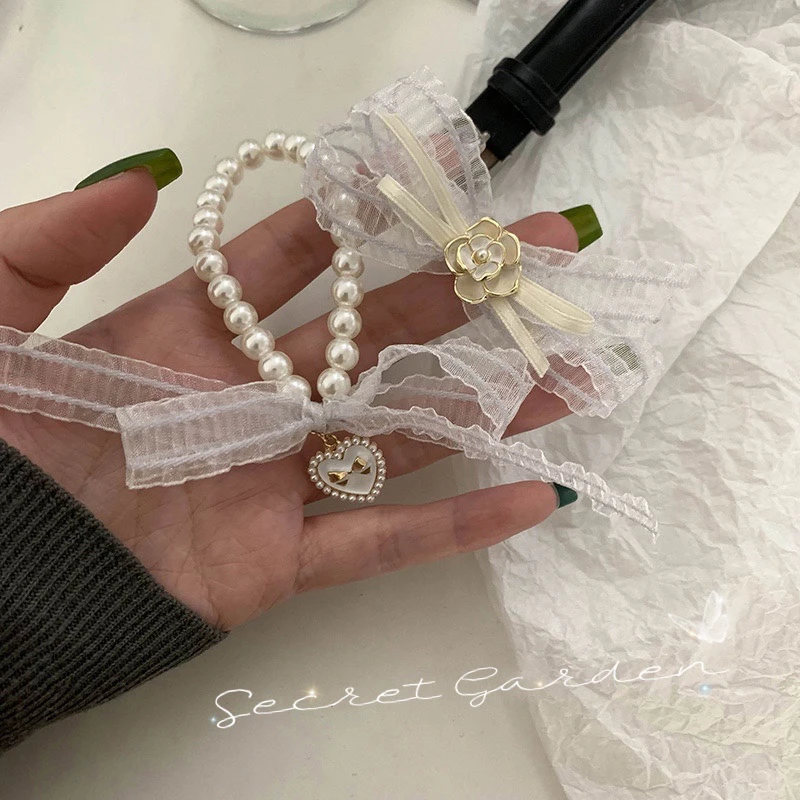 洛丽塔仙仙系~纯欲蕾丝小香风珠珠发夹女高级感刘海夹气质侧边