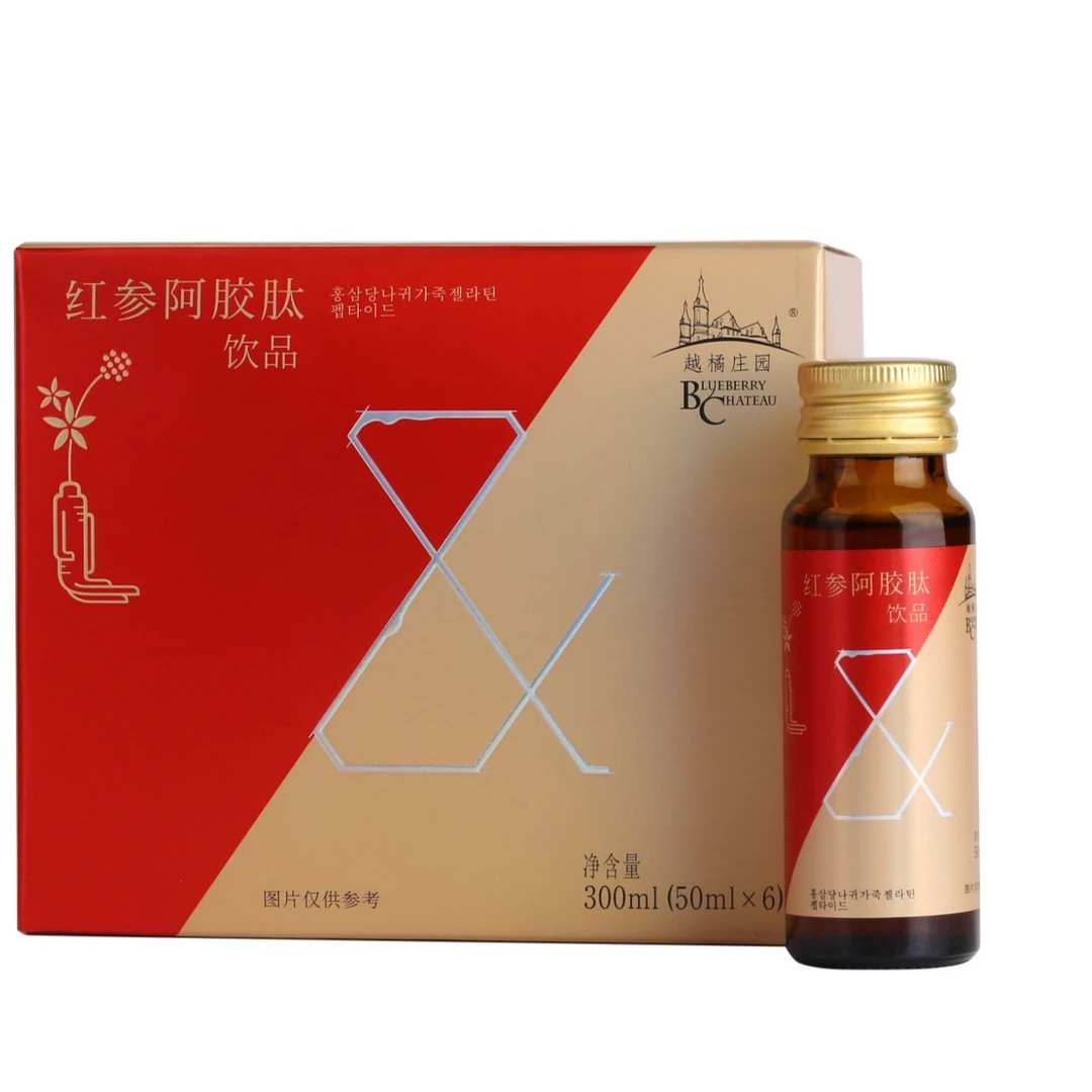 越橘庄园新款红参阿胶肽饮品300ml/盒*5盒
