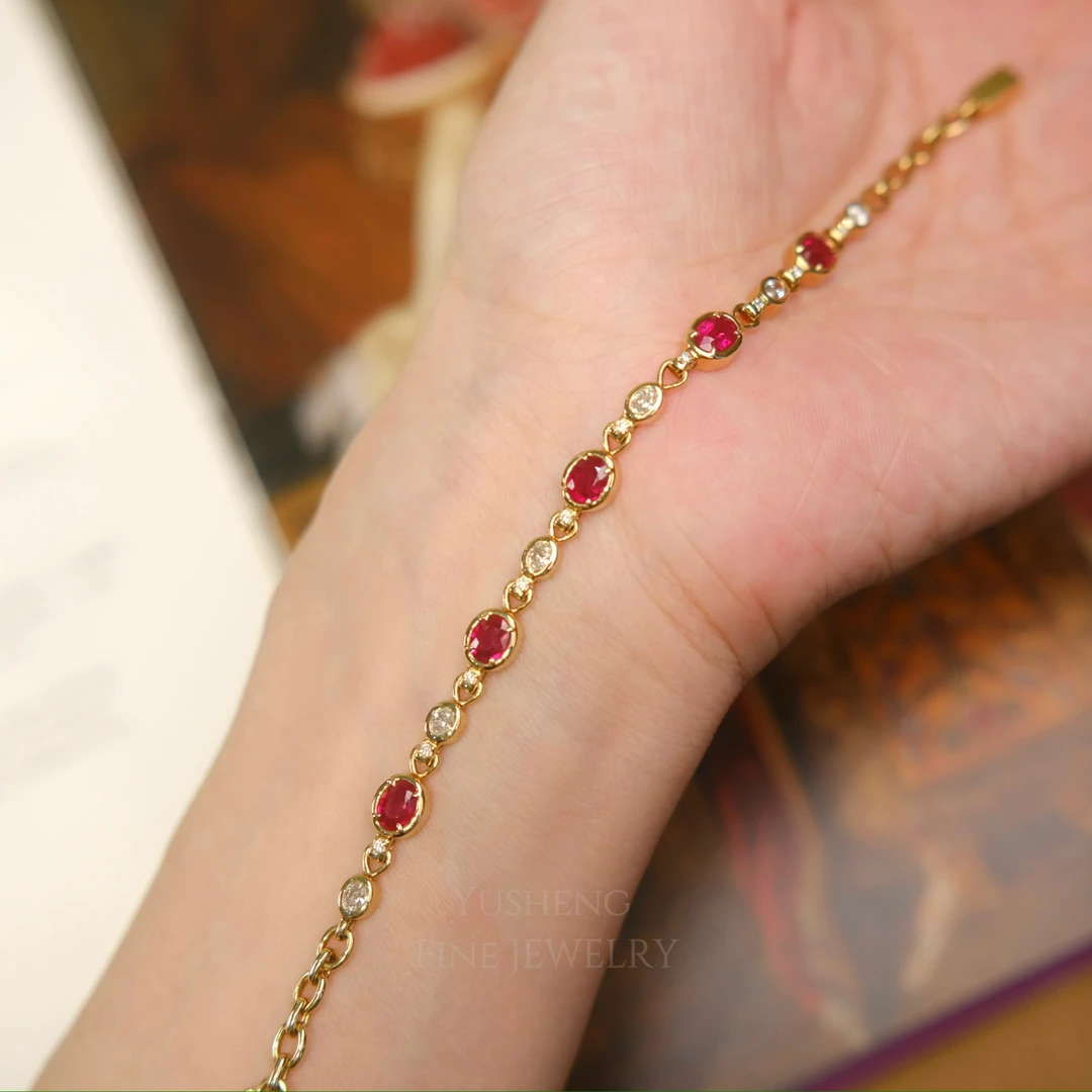 18K金镶嵌天然红宝石手链2.15 缅甸鸽血 guild