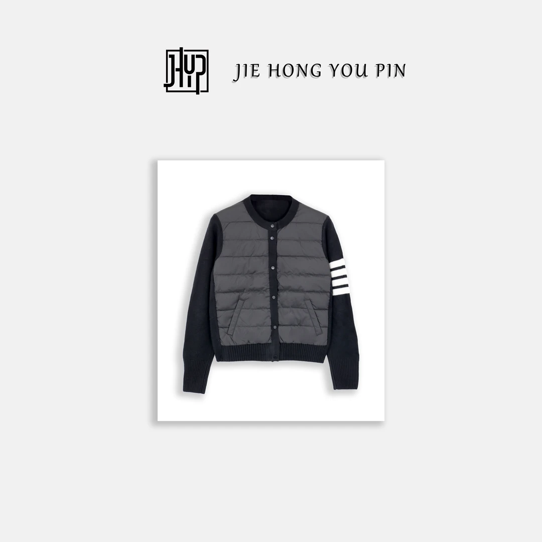 轻奢高端洋山羊绒羊毛针织拼接轻薄鹅绒羽绒服时尚休闲外套9260