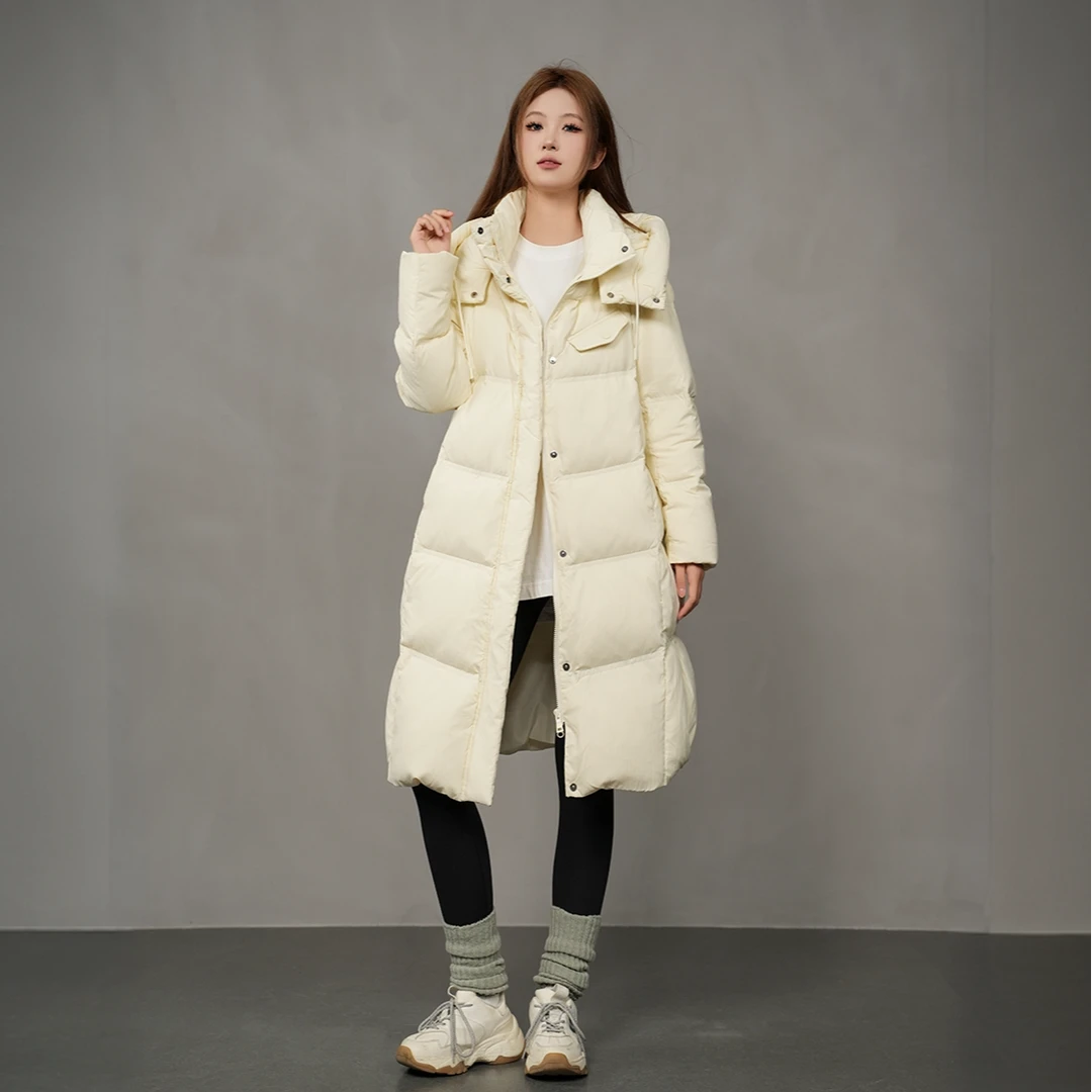 DIDIAOSHEHUA羽绒服女中长款冬装韩版时尚连帽防风外套