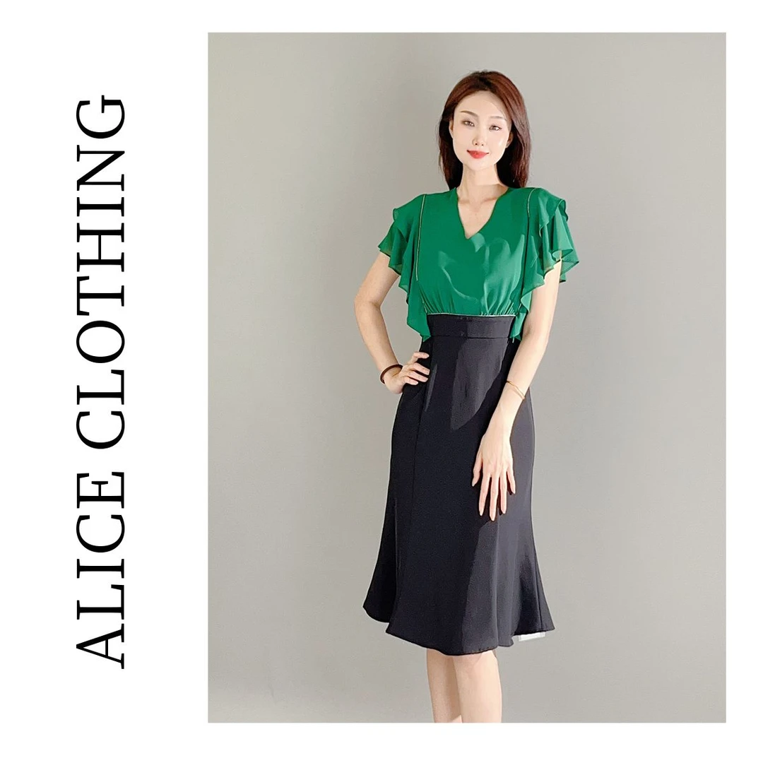 3 爱丽丝高腰通勤裙子女连衣裙a字气质端庄包臀名媛夏季S2132560H