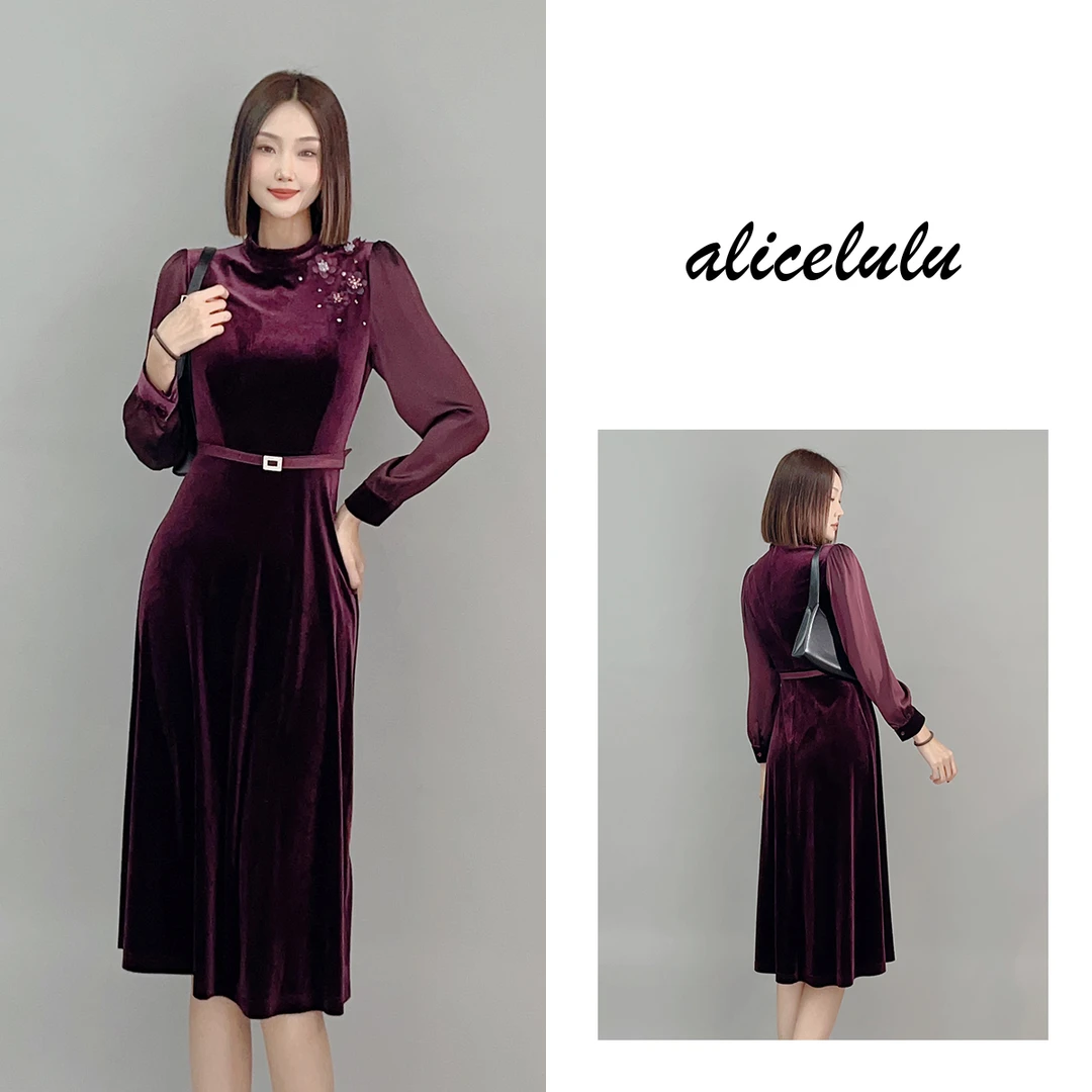 3 ALICE 春花烂漫连衣裙 华美丝绒 立体花朵 S1034802Q