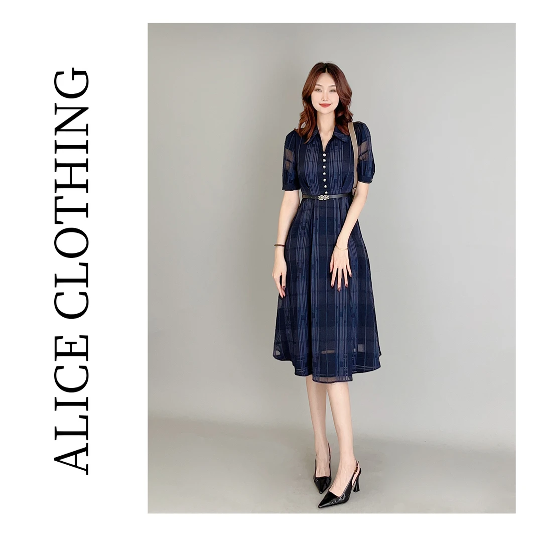 1【ALICE “摩登都会”连衣裙】皮质腰带 呼吸格纹 H1033455Q